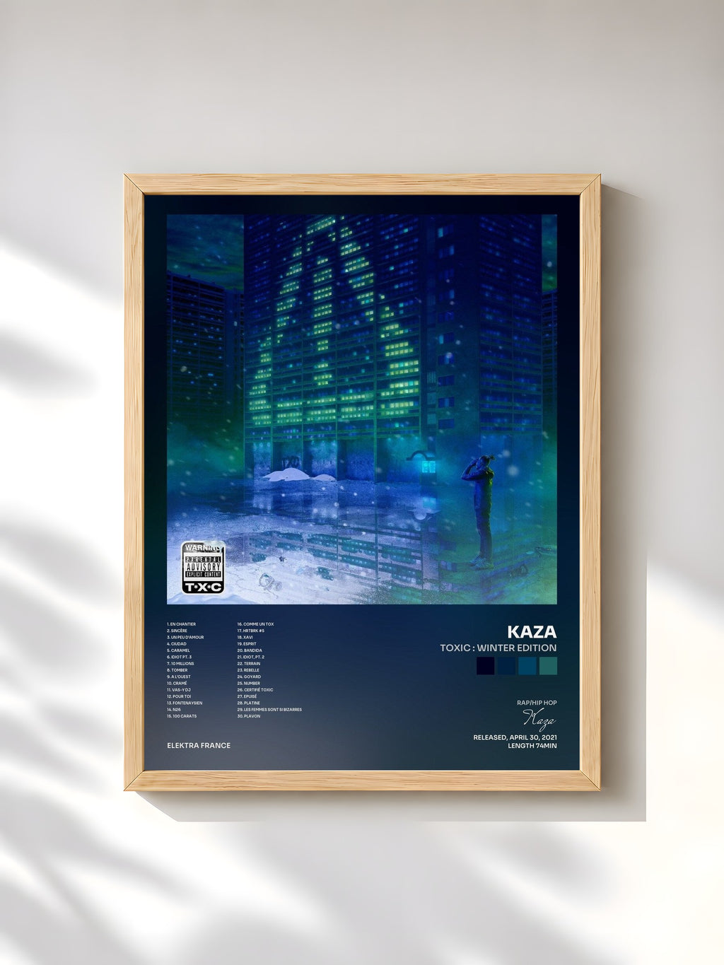 #bois Tableau de l'album TOXIC : Winter Edition de Kaza, cadre en bois brut, imprimé et encadré en France