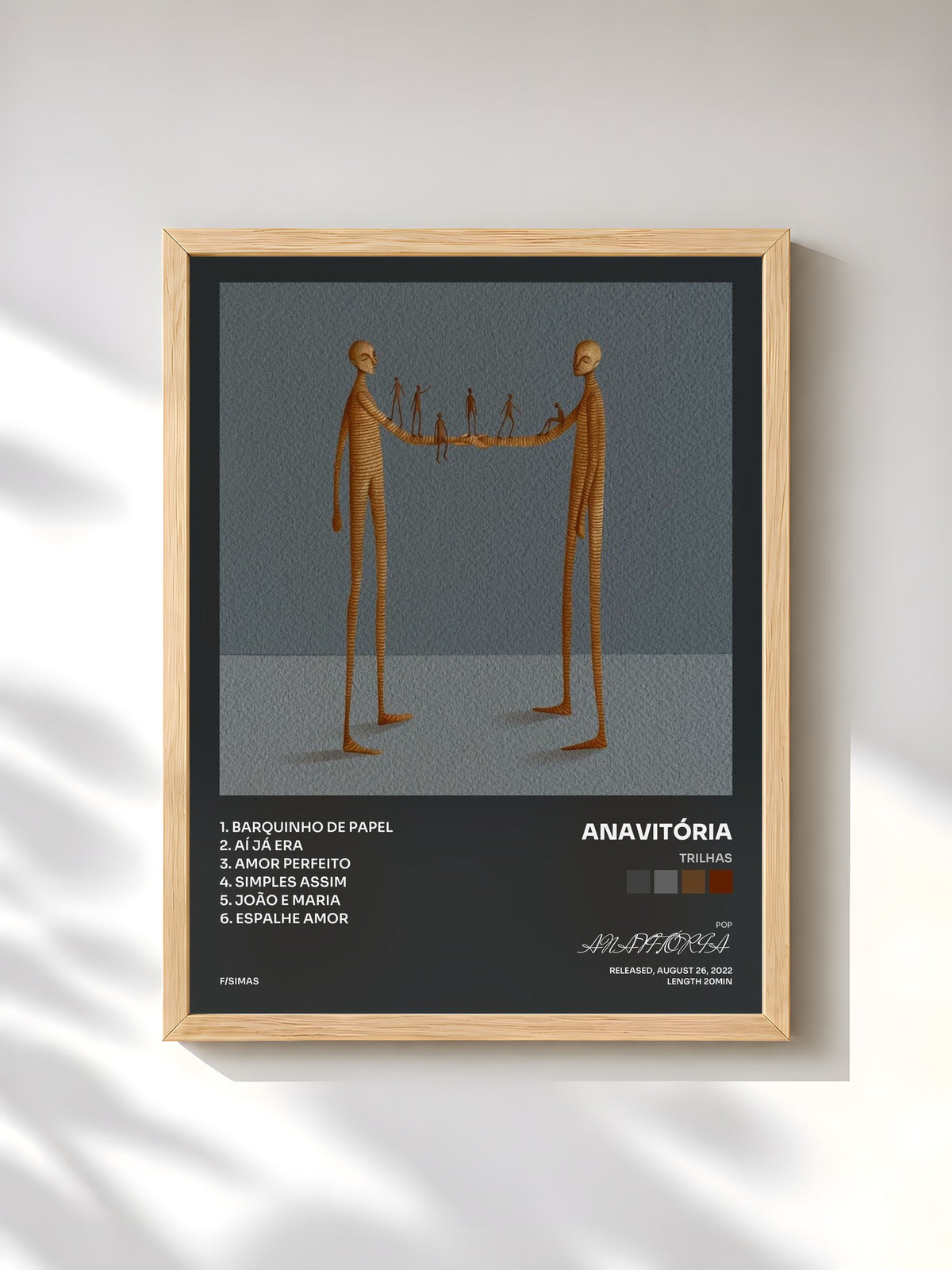 #bois Tableau de l'album Trilhas de ANAVITÓRIA, cadre en bois brut, imprimé et encadré en France