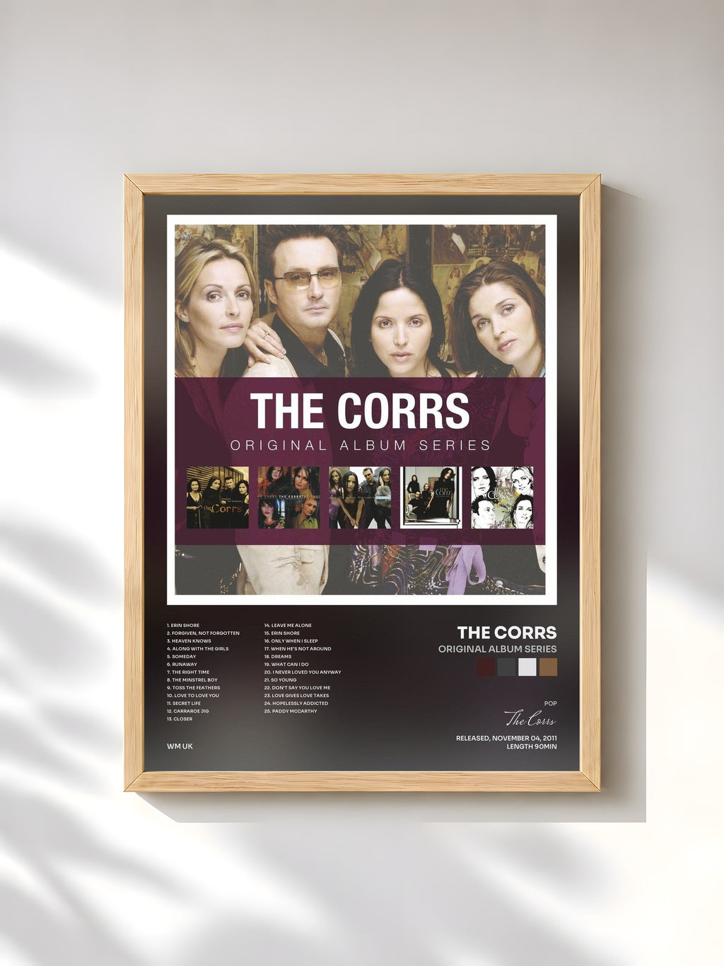 #bois Tableau de l'album Original Album Series de The Corrs, cadre en bois brut, imprimé et encadré en France