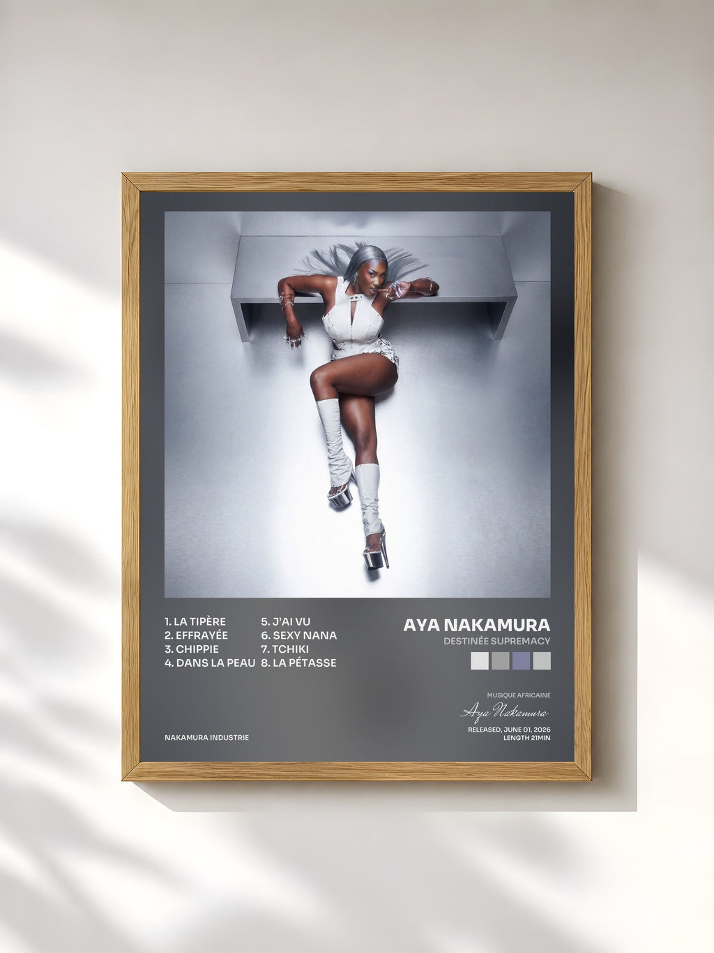 #bois Tableau de l'album Destinée Supremacy de Aya Nakamura, cadre en bois brut, imprimé et encadré en France
