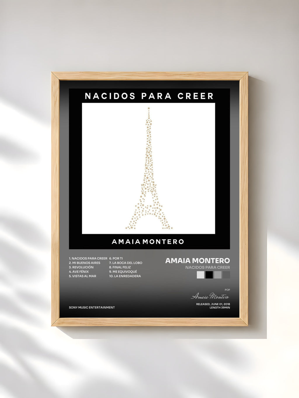 #bois Tableau de l'album Nacidos para Creer de Amaia Montero, cadre en bois brut, imprimé et encadré en France