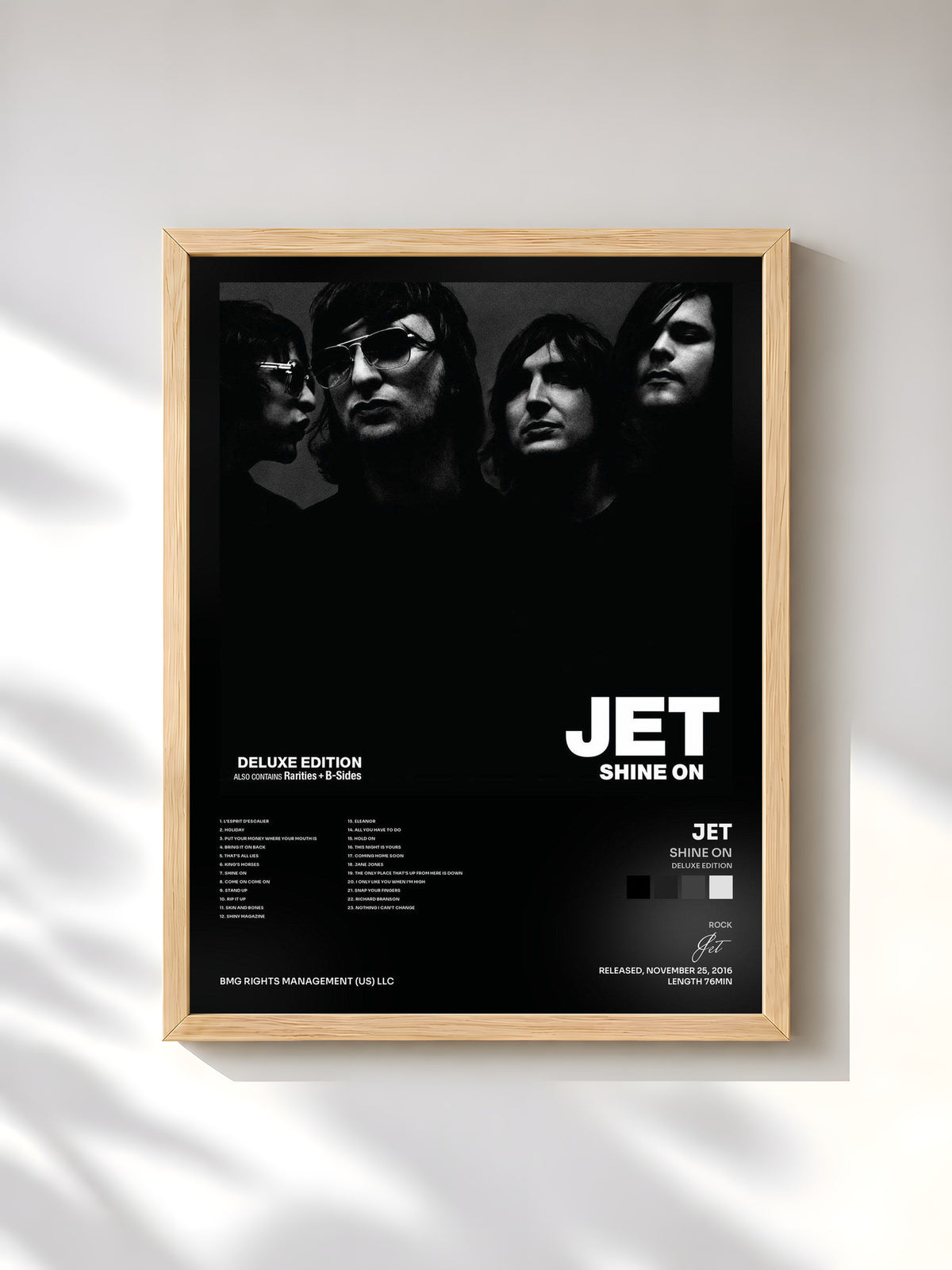 #bois Tableau de l'album Shine On (Deluxe Edition) de Jet, cadre en bois brut, imprimé et encadré en France