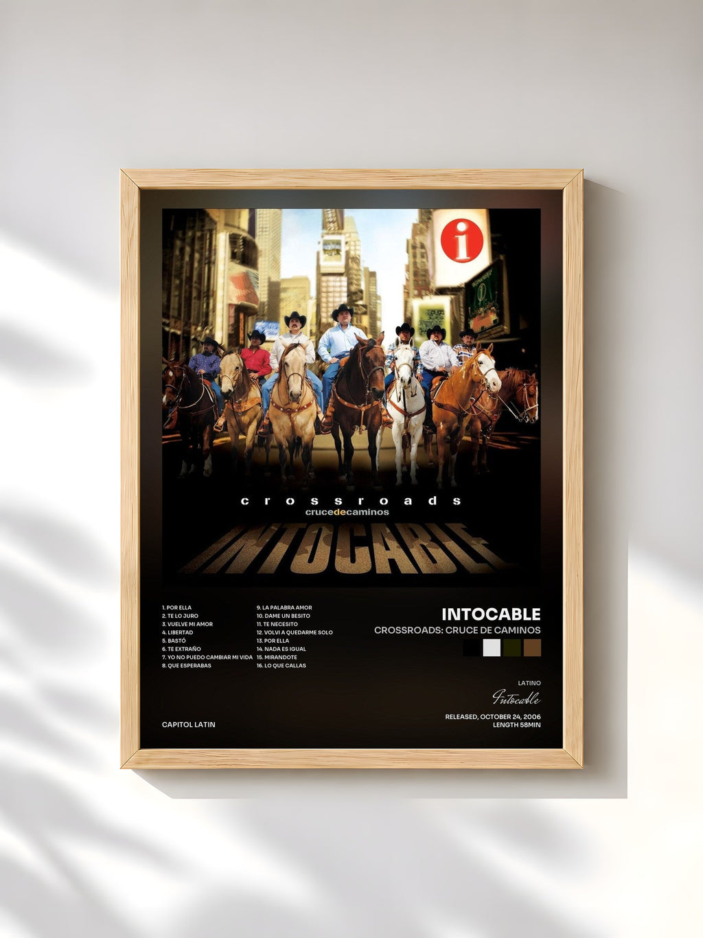 #bois Tableau de l'album Crossroads: Cruce De Caminos de Intocable, cadre en bois brut, imprimé et encadré en France