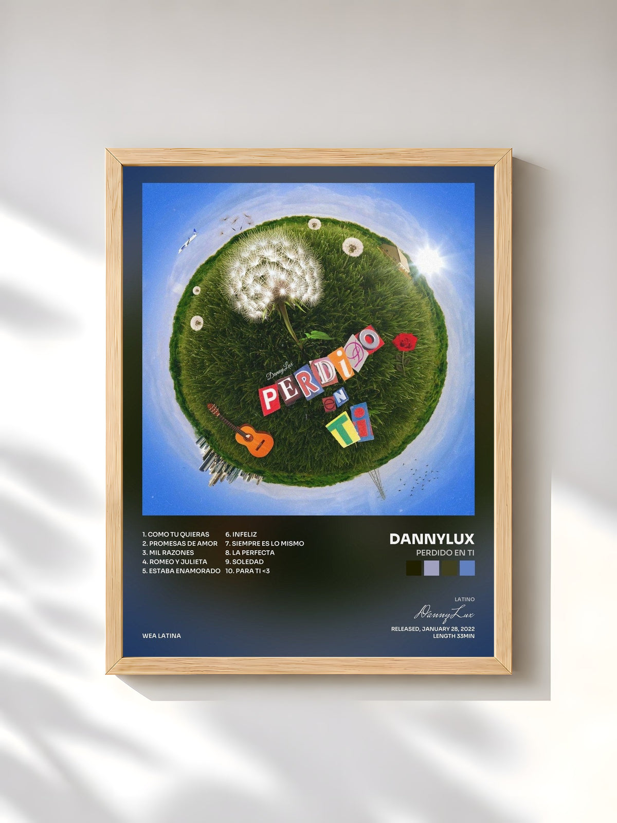 #bois Tableau de l'album Perdido En Ti de DannyLux, cadre en bois brut, imprimé et encadré en France