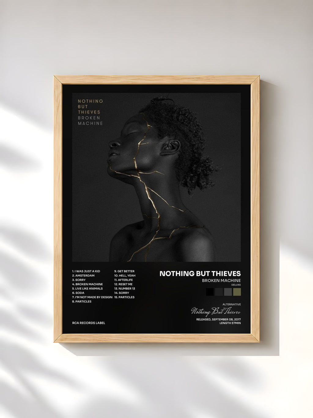 #bois Tableau de l'album Broken Machine (Deluxe) de Nothing But Thieves, cadre en bois brut, imprimé et encadré en France