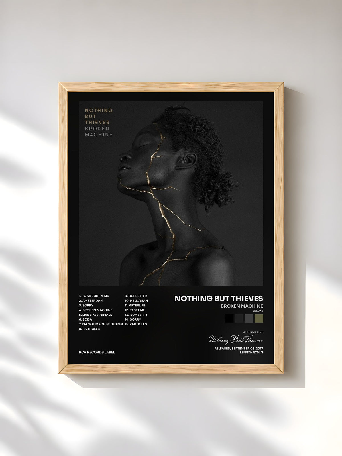 #bois Tableau de l'album Broken Machine (Deluxe) de Nothing But Thieves, cadre en bois brut, imprimé et encadré en France