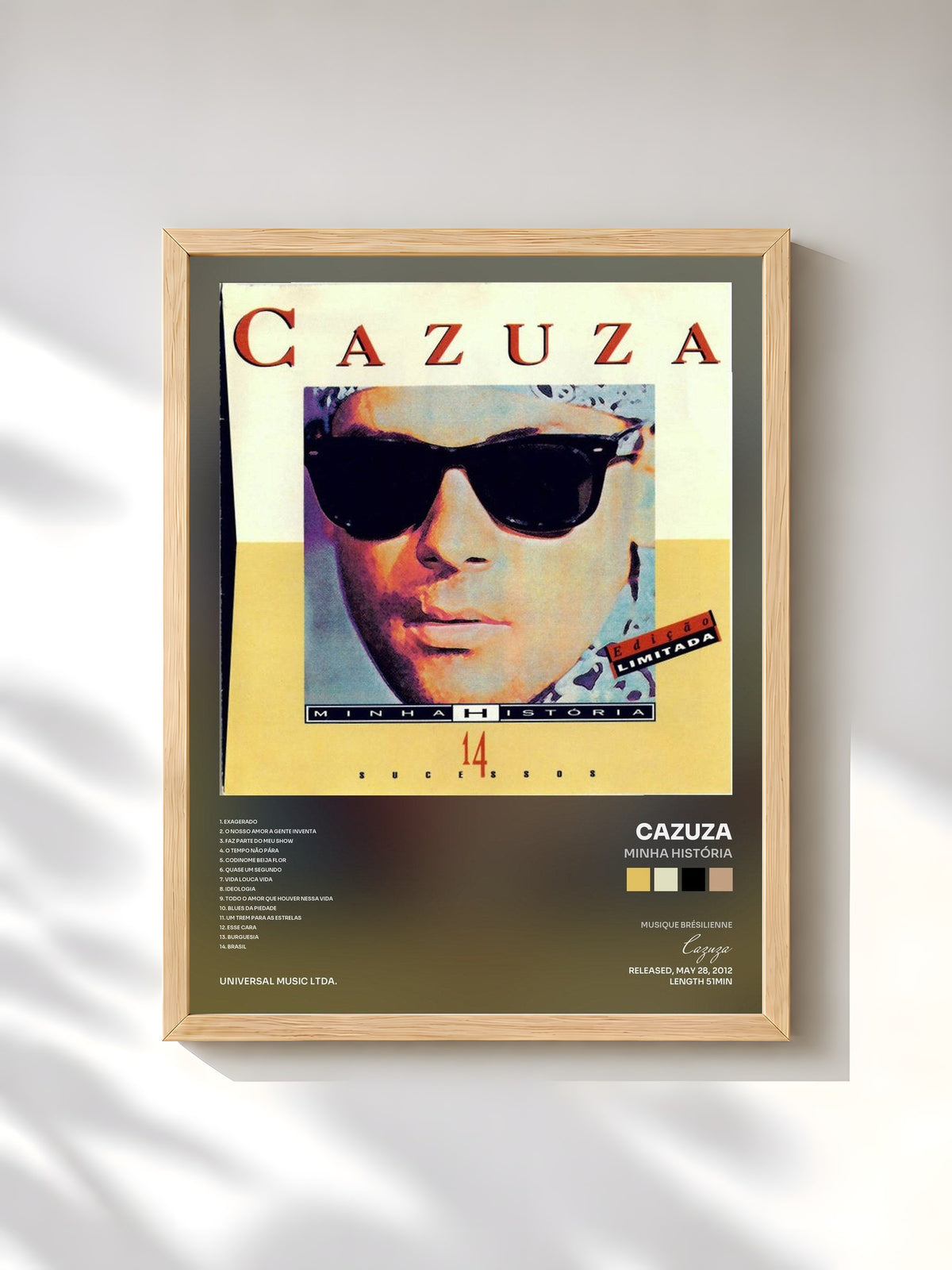 #bois Tableau de l'album Minha História de Cazuza, cadre en bois brut, imprimé et encadré en France