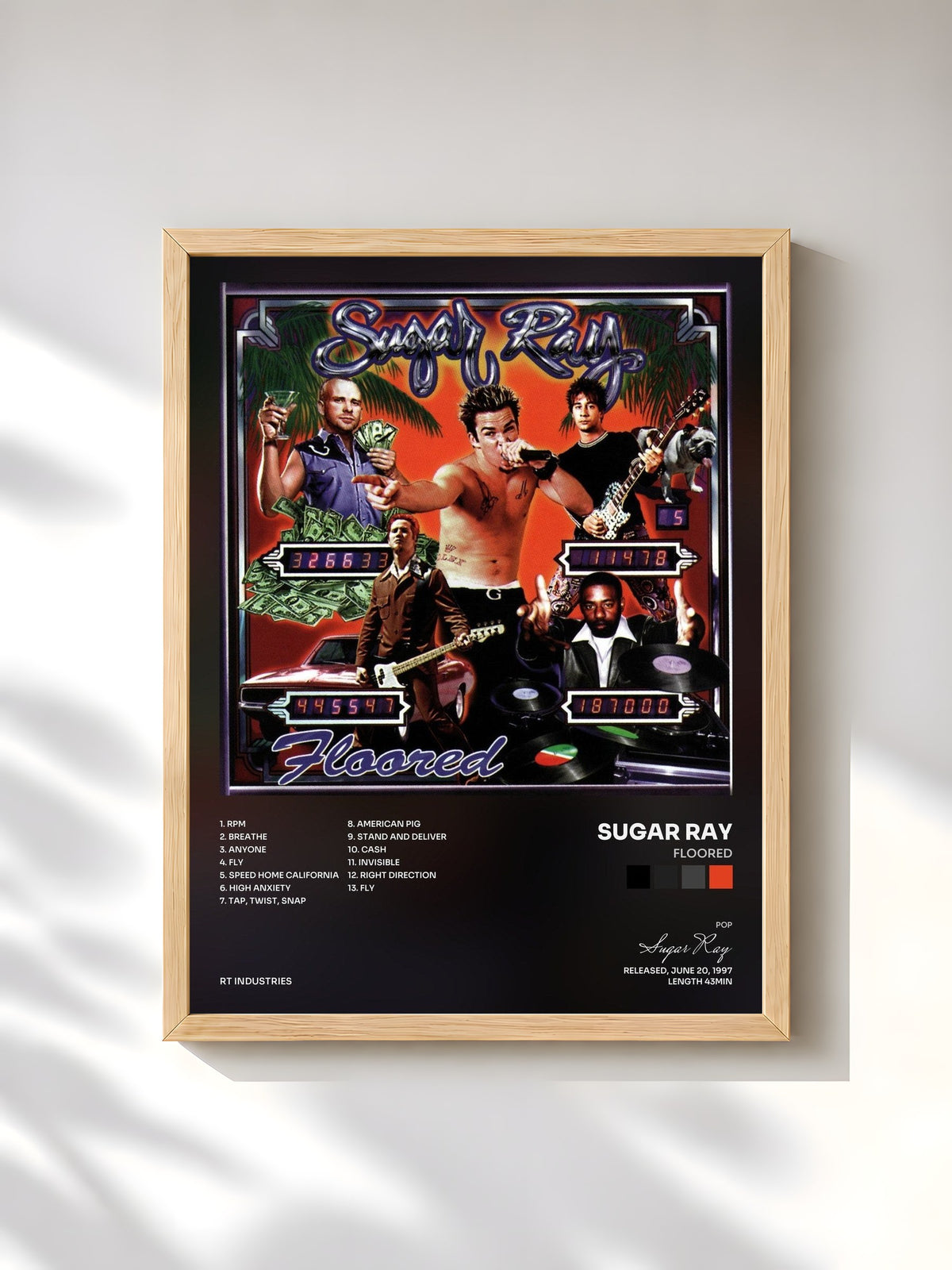 #bois Tableau de l'album Floored de Sugar Ray, cadre en bois brut, imprimé et encadré en France