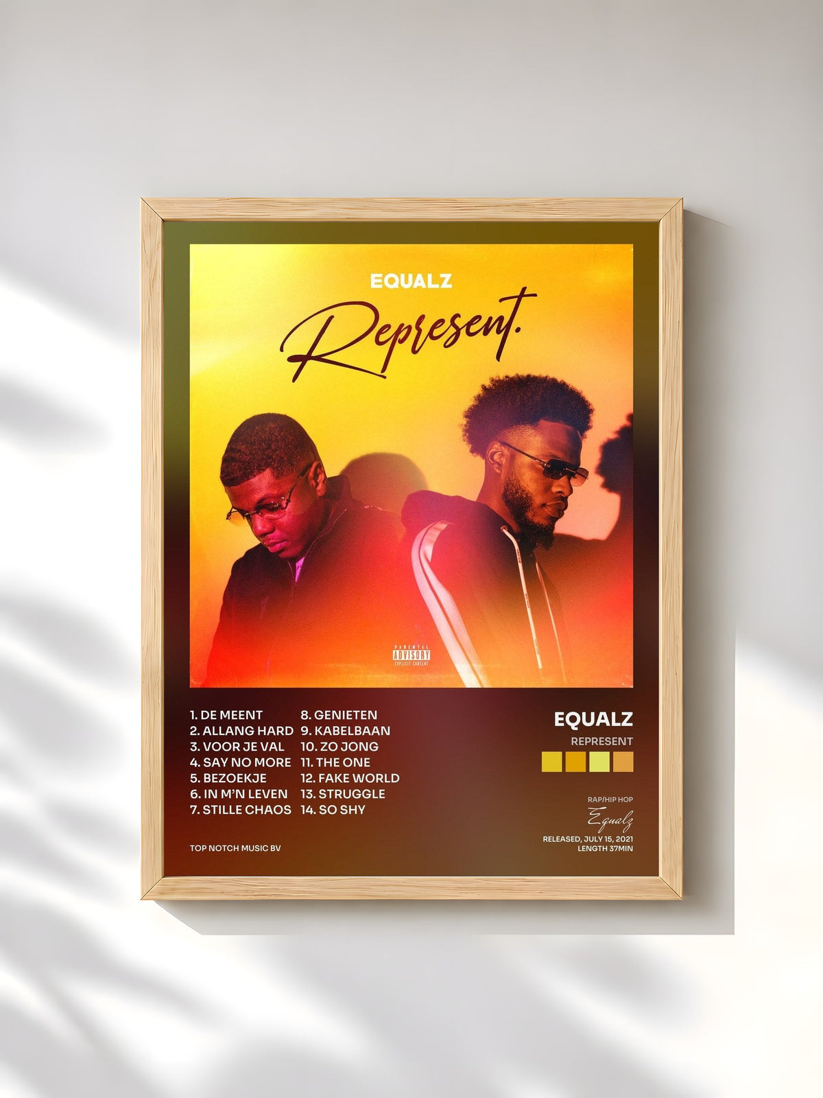 #bois Tableau de l'album Represent de Equalz, cadre en bois brut, imprimé et encadré en France