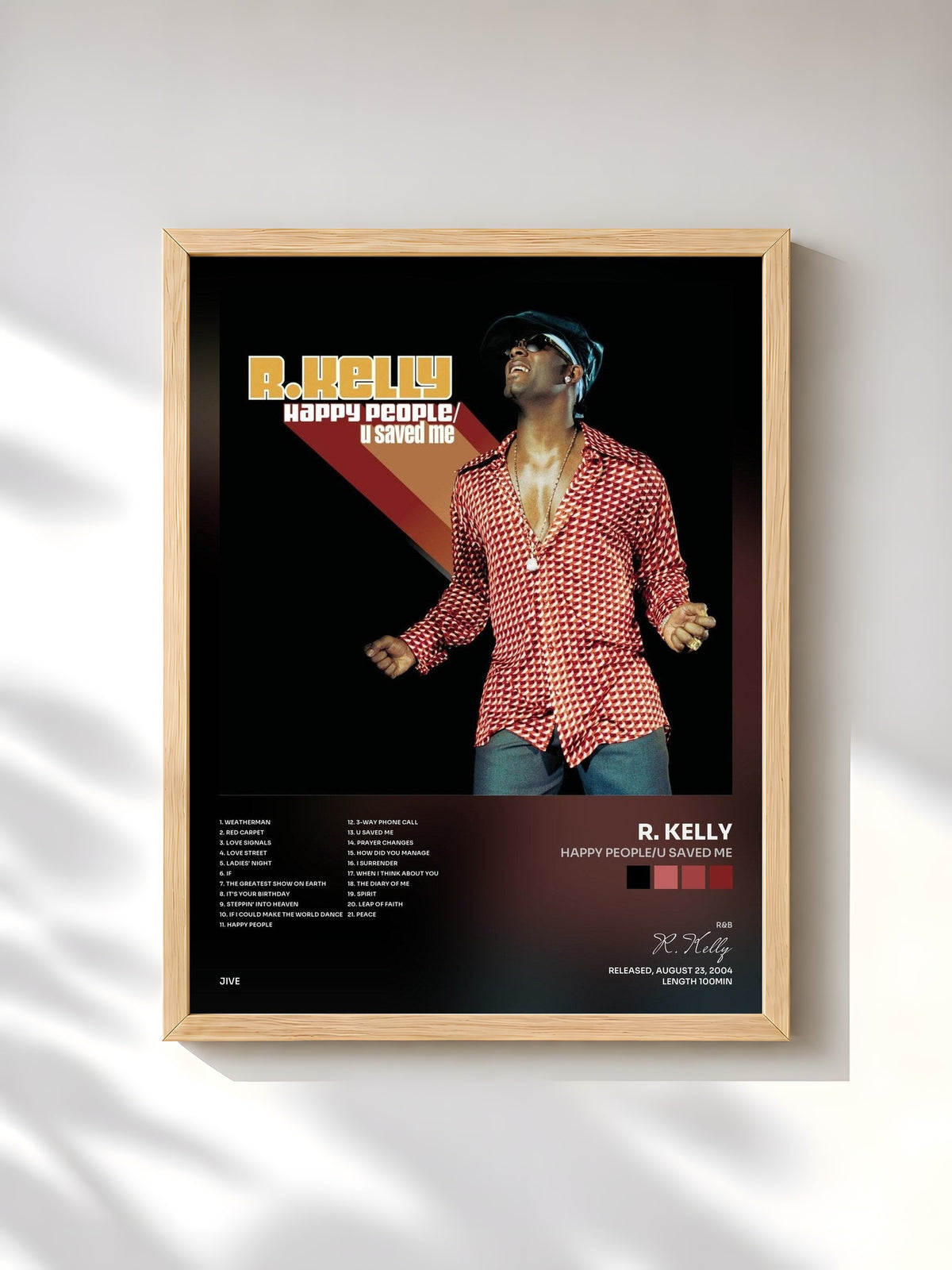 #bois Tableau de l'album Happy People/U Saved Me de R. Kelly, cadre en bois brut, imprimé et encadré en France