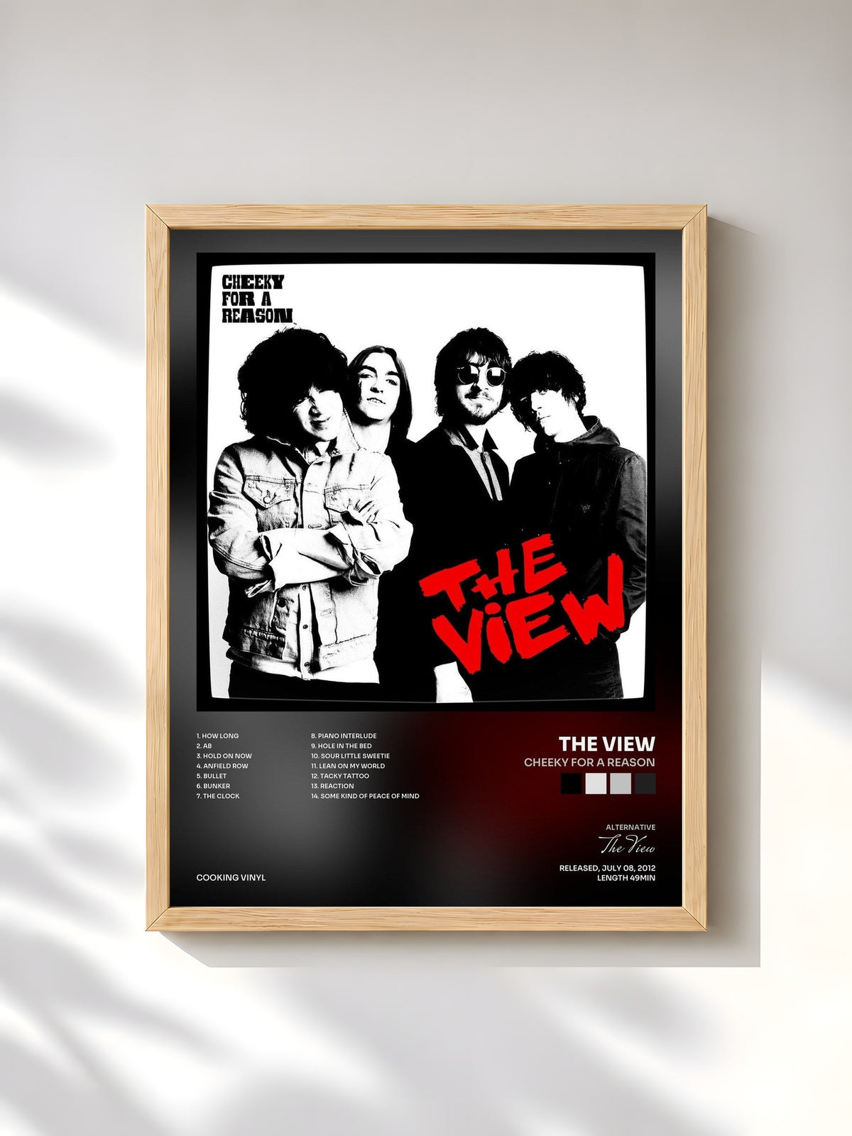#bois Tableau de l'album Cheeky for a Reason de The View, cadre en bois brut, imprimé et encadré en France