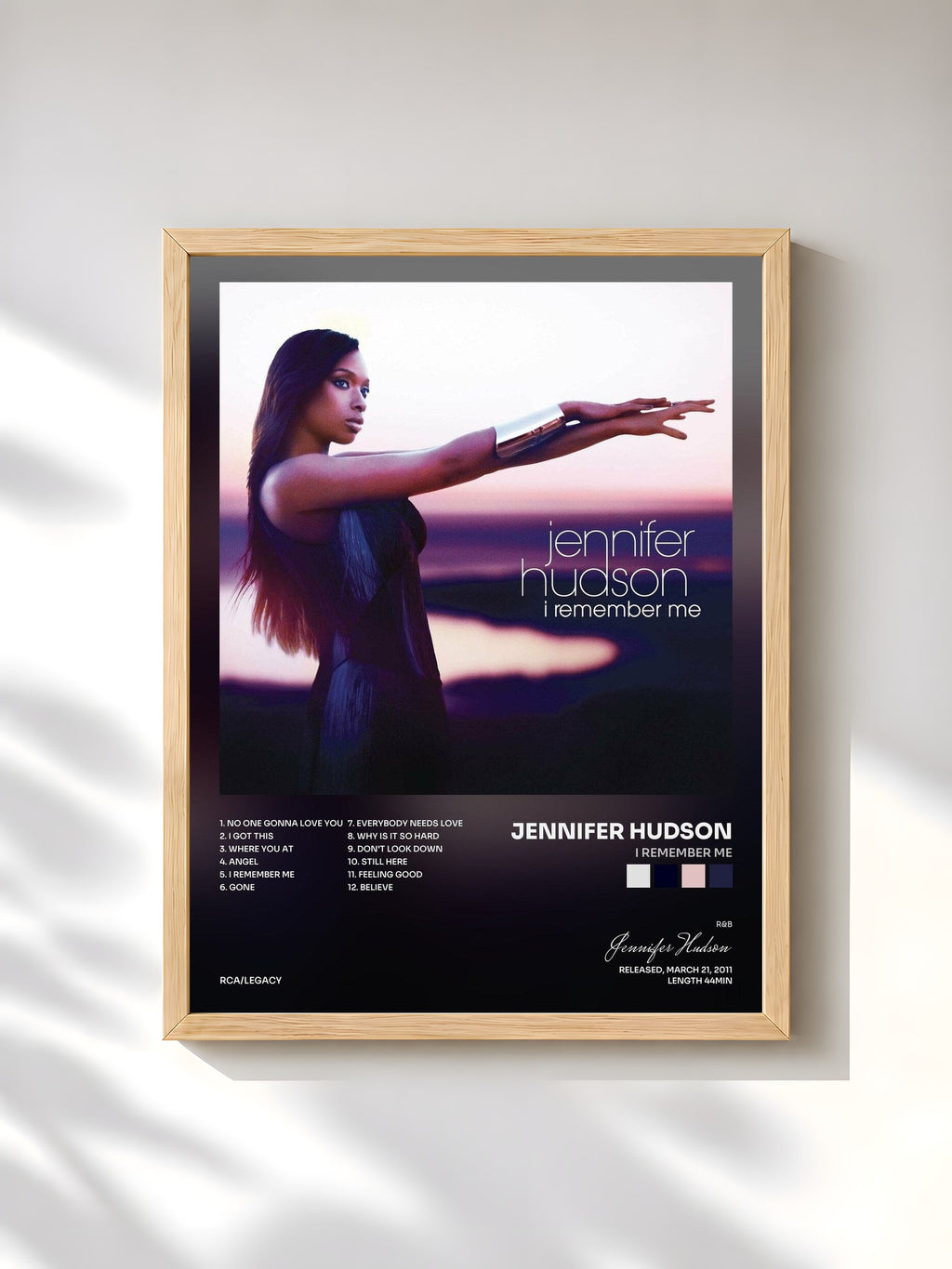#bois Tableau de l'album I Remember Me de Jennifer Hudson, cadre en bois brut, imprimé et encadré en France