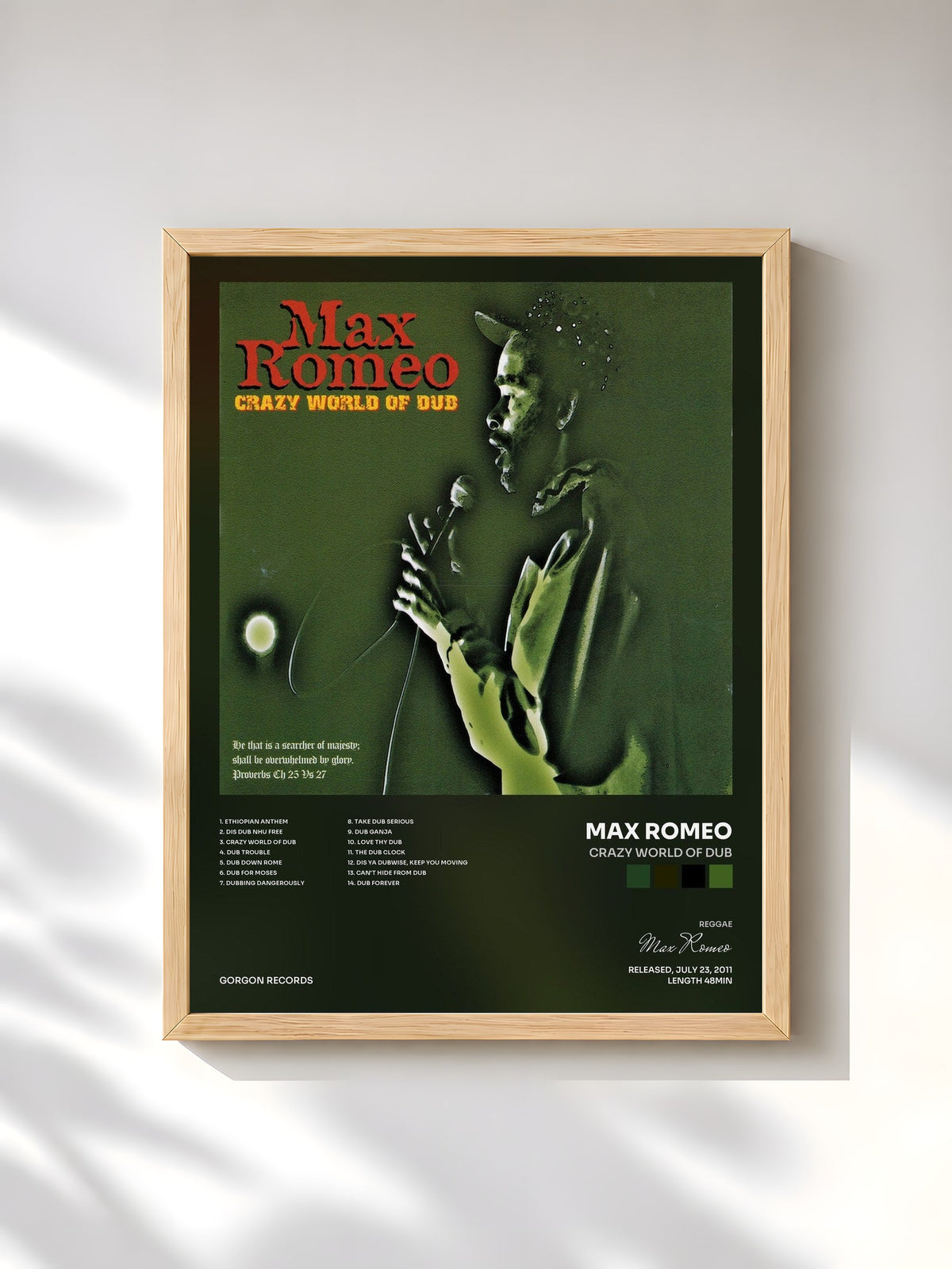 #bois Tableau de l'album Crazy World Of Dub de Max Romeo, cadre en bois brut, imprimé et encadré en France