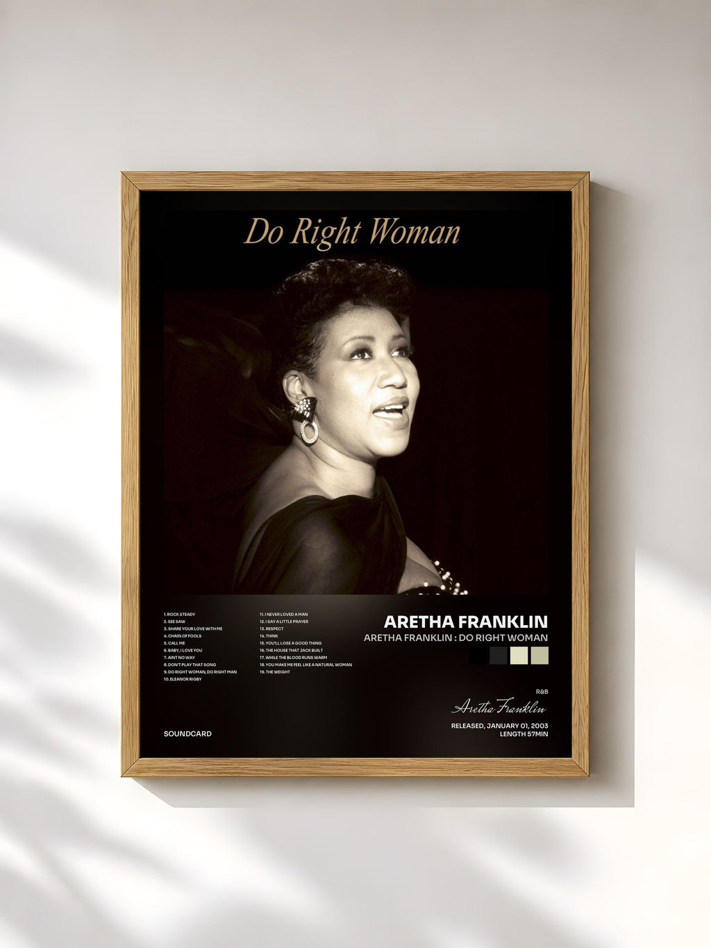 #bois Tableau de l'album Aretha Franklin : Do Right Woman de Aretha Franklin, cadre en bois brut, imprimé et encadré en France