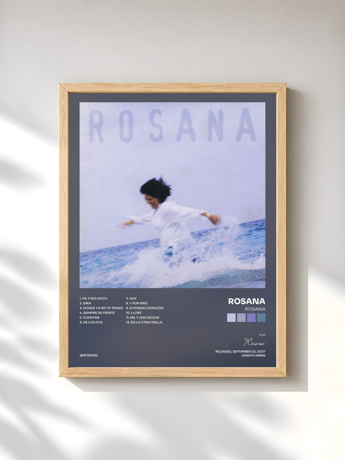 #bois Tableau de l'album Rosana de Rosana, cadre en bois brut, imprimé et encadré en France