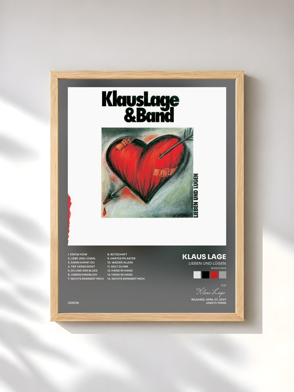 #bois Tableau de l'album Lieben Und Lügen (Remastered) de Klaus Lage, cadre en bois brut, imprimé et encadré en France