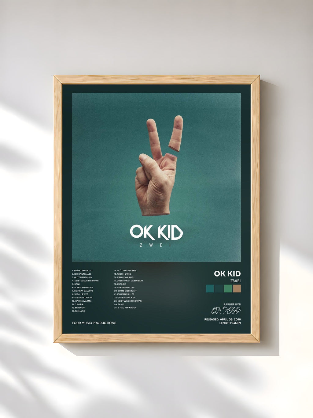 #bois Tableau de l'album Zwei de OK KID, cadre en bois brut, imprimé et encadré en France