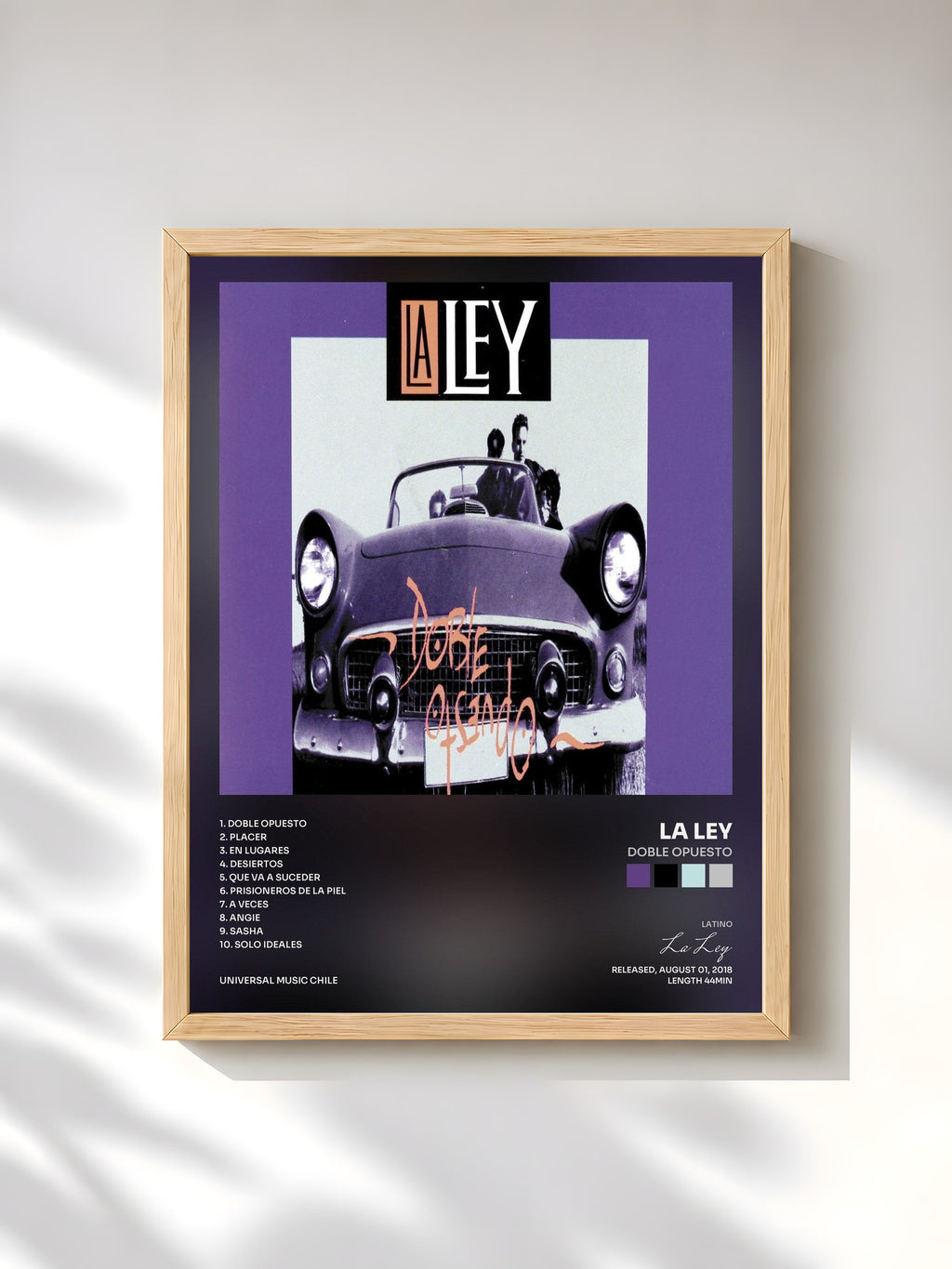 #bois Tableau de l'album Doble Opuesto de La Ley, cadre en bois brut, imprimé et encadré en France