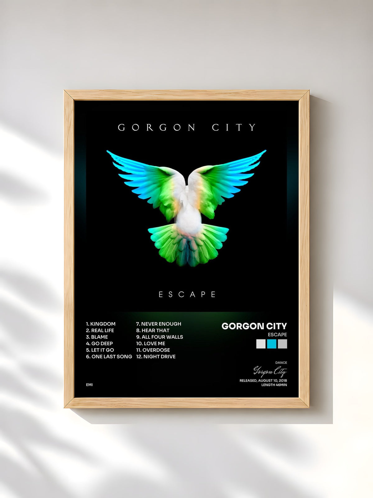 #bois Tableau de l'album Escape de Gorgon City, cadre en bois brut, imprimé et encadré en France