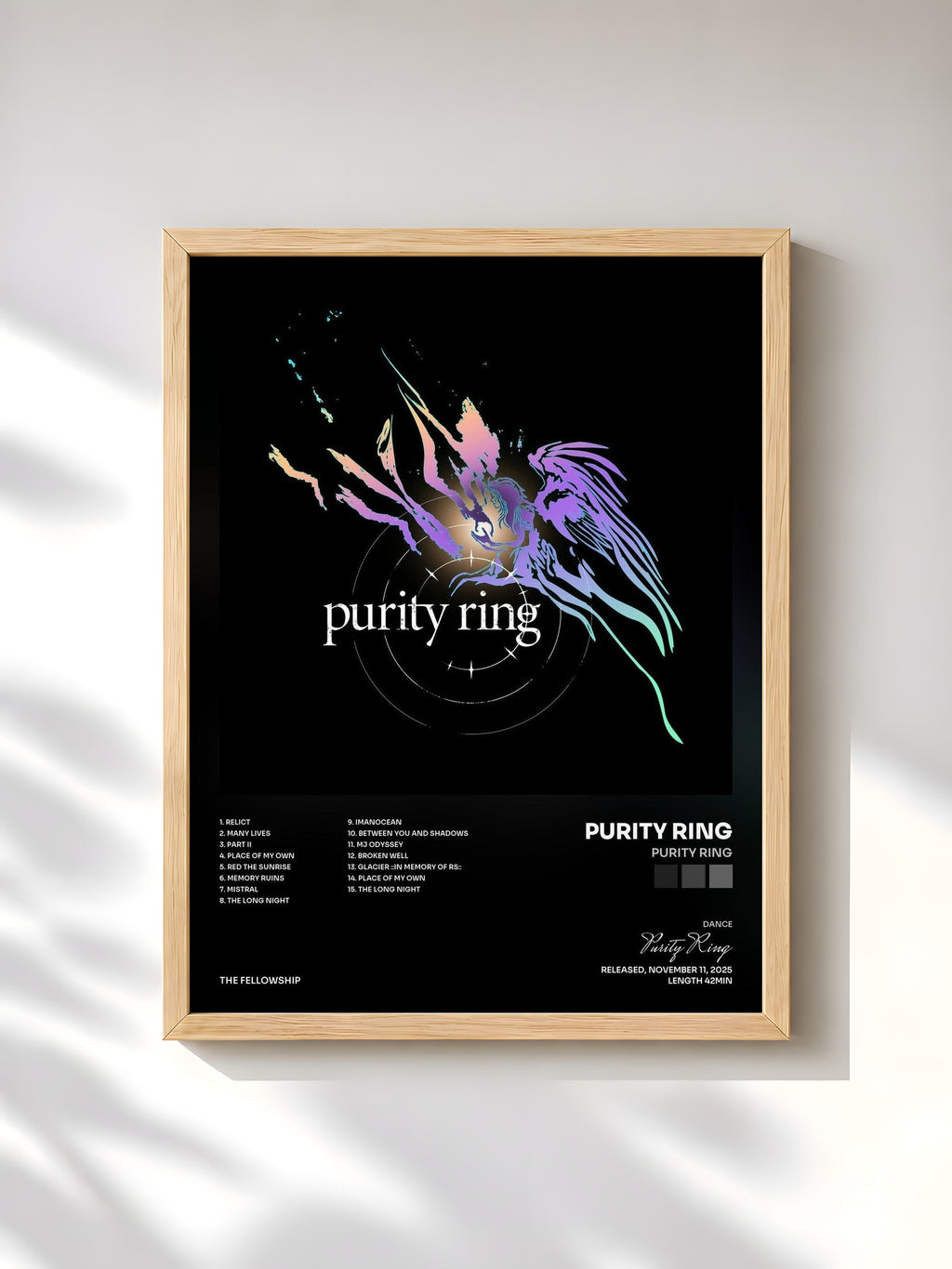 #bois Tableau de l'album purity ring de Purity Ring, cadre en bois brut, imprimé et encadré en France