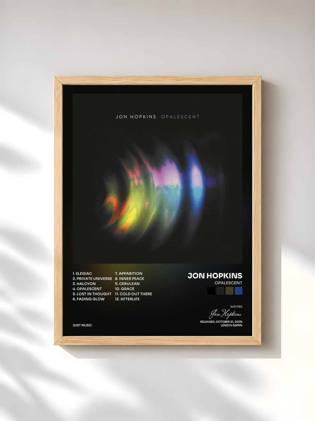 #bois Tableau de l'album Opalescent de Jon Hopkins, cadre en bois brut, imprimé et encadré en France