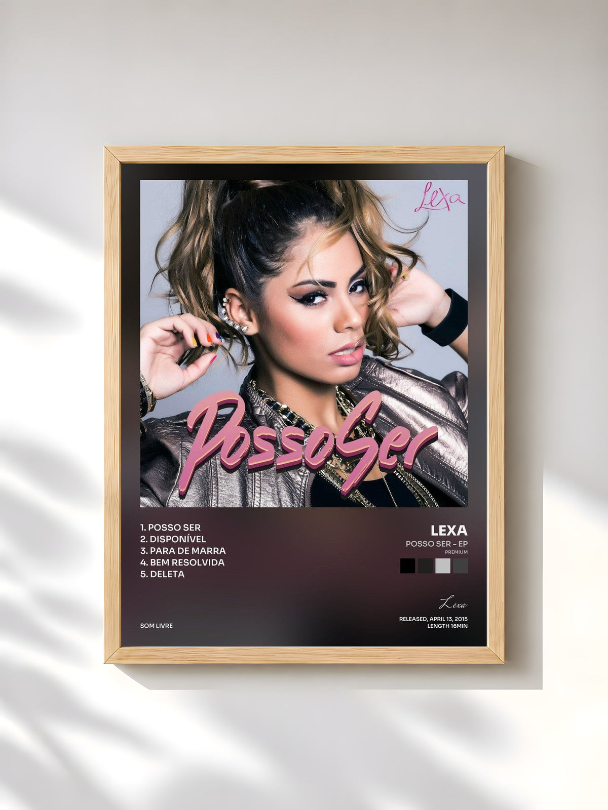 #bois Tableau de l'album Posso Ser - Ep (Premium) de Lexa, cadre en bois brut, imprimé et encadré en France