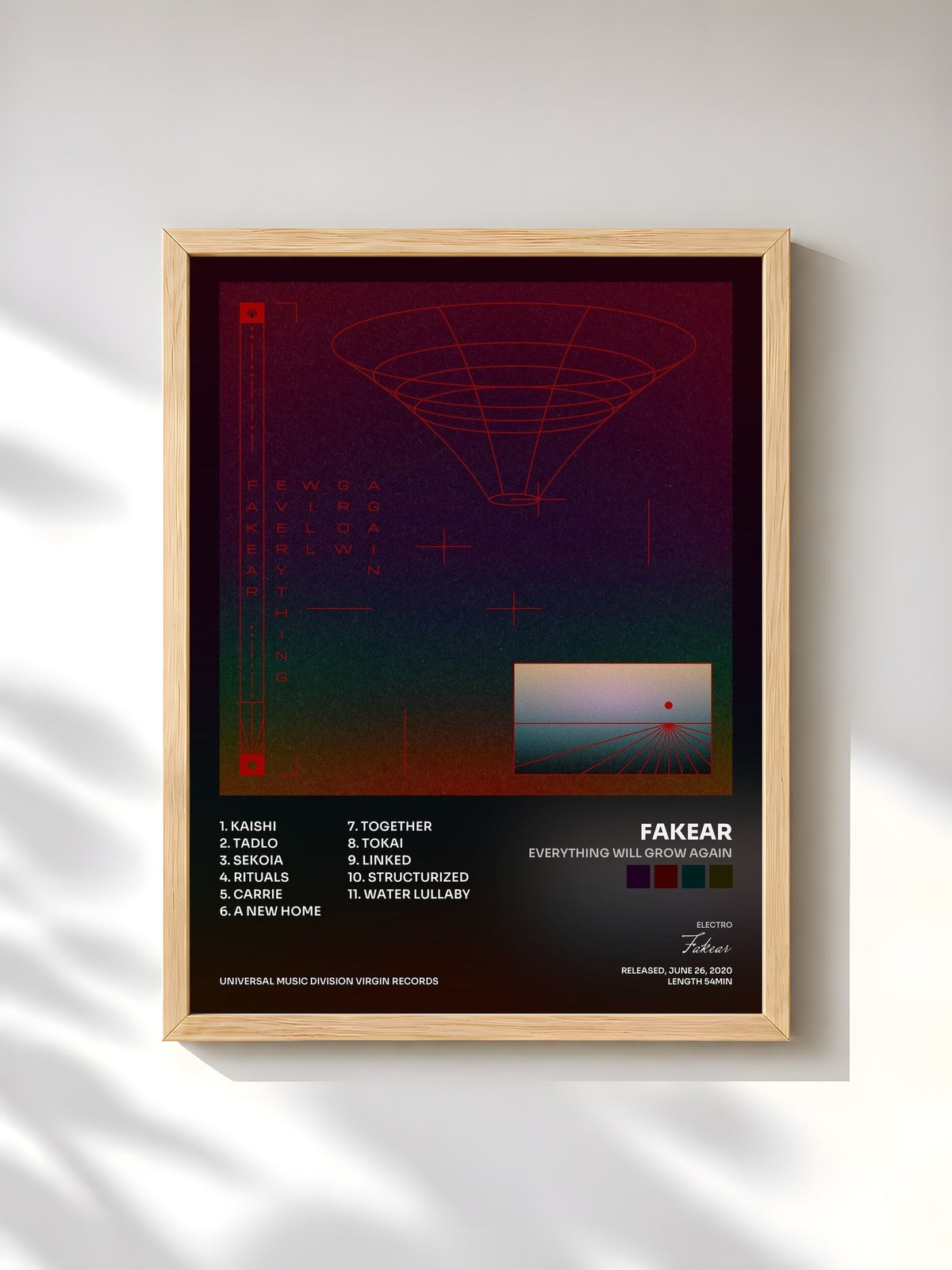 #bois Tableau de l'album Everything Will Grow Again de Fakear, cadre en bois brut, imprimé et encadré en France