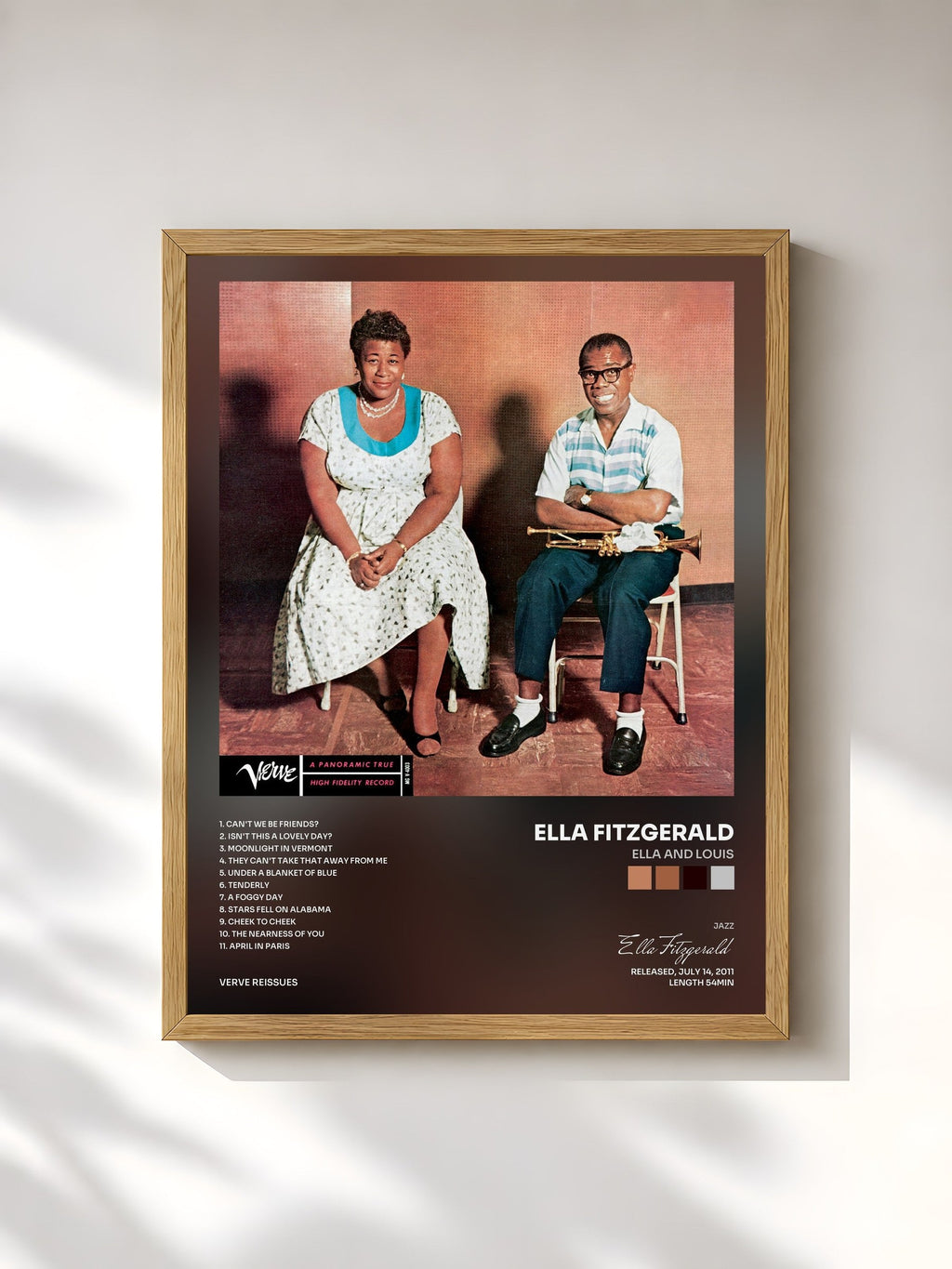 #bois Tableau de l'album Ella and Louis de Ella Fitzgerald, cadre en bois brut, imprimé et encadré en France
