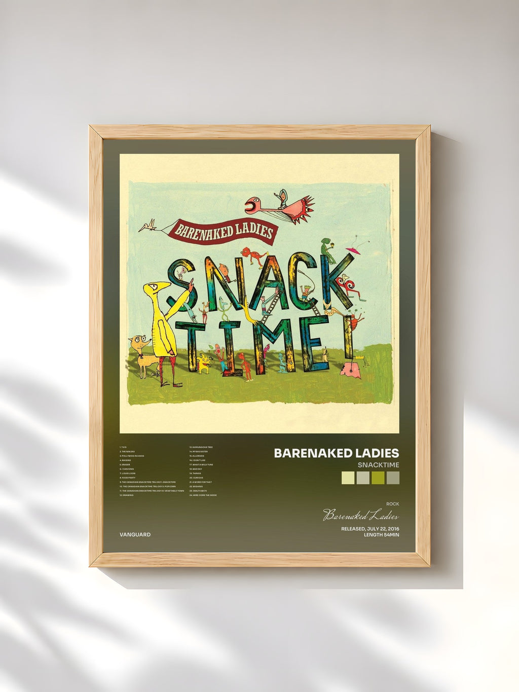 #bois Tableau de l'album Snacktime de Barenaked Ladies, cadre en bois brut, imprimé et encadré en France