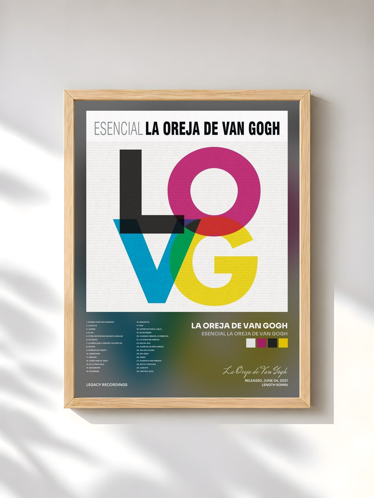 #bois Tableau de l'album Esencial La Oreja de Van Gogh de La Oreja de Van Gogh, cadre en bois brut, imprimé et encadré en France