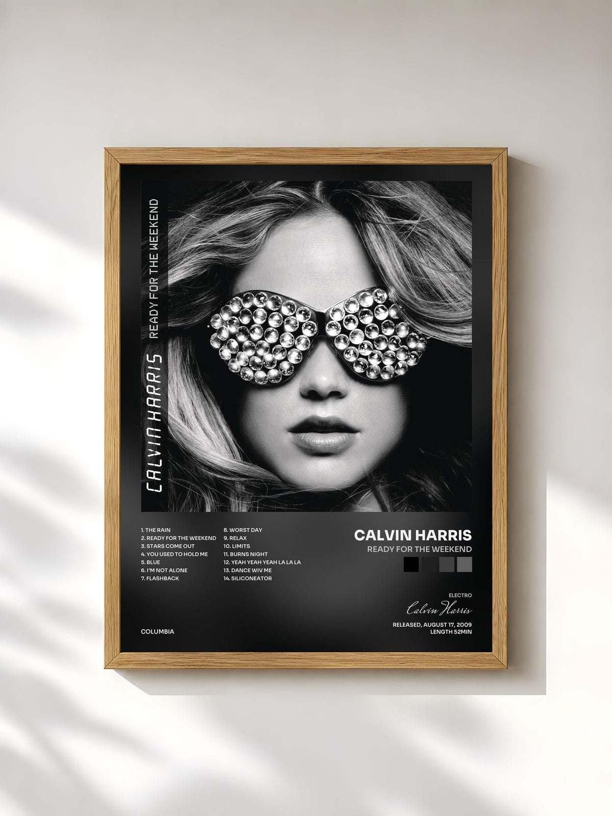 #bois Tableau de l'album Ready For The Weekend de Calvin Harris, cadre en bois brut, imprimé et encadré en France