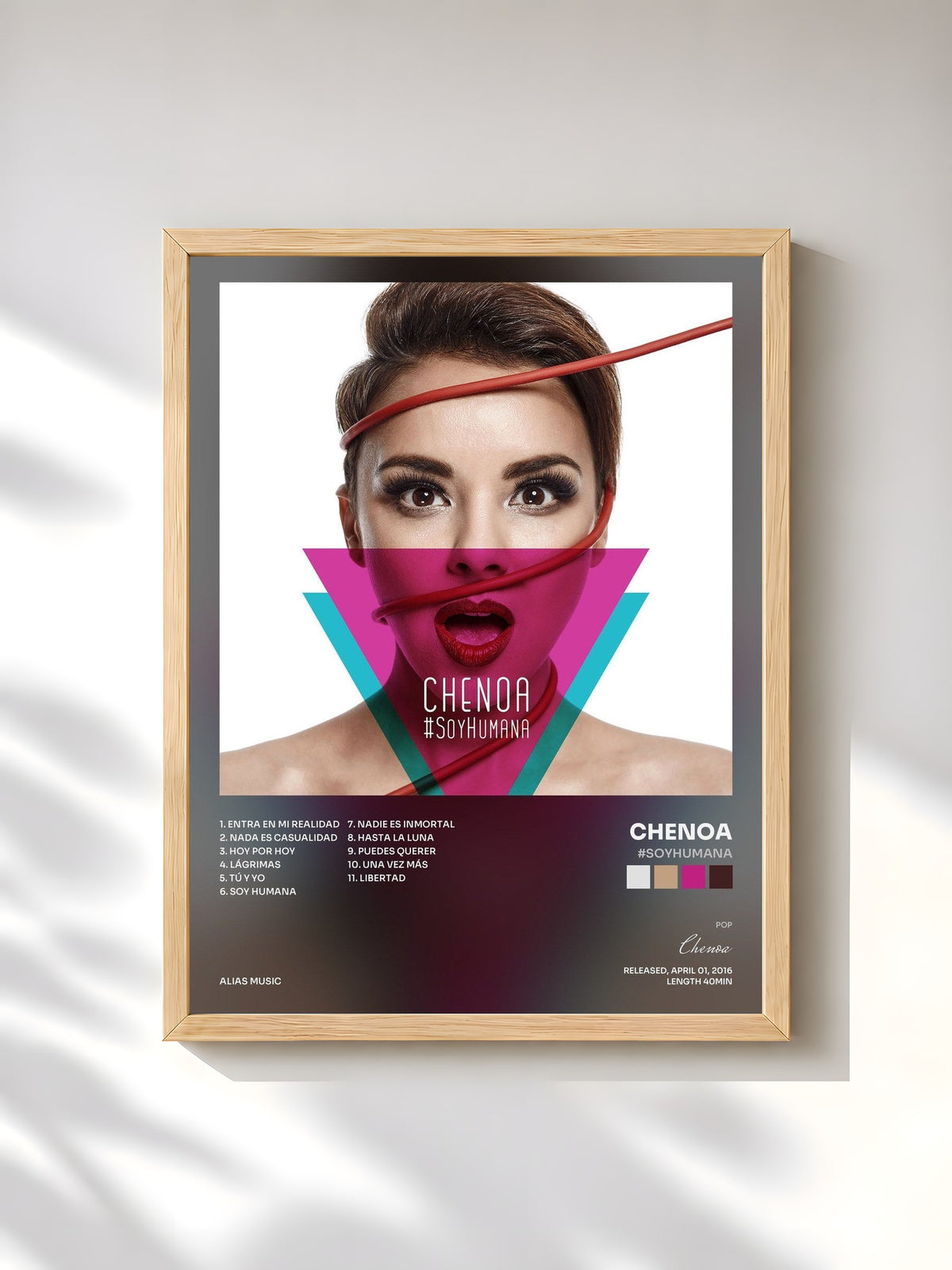 #bois Tableau de l'album #SoyHumana de Chenoa, cadre en bois brut, imprimé et encadré en France