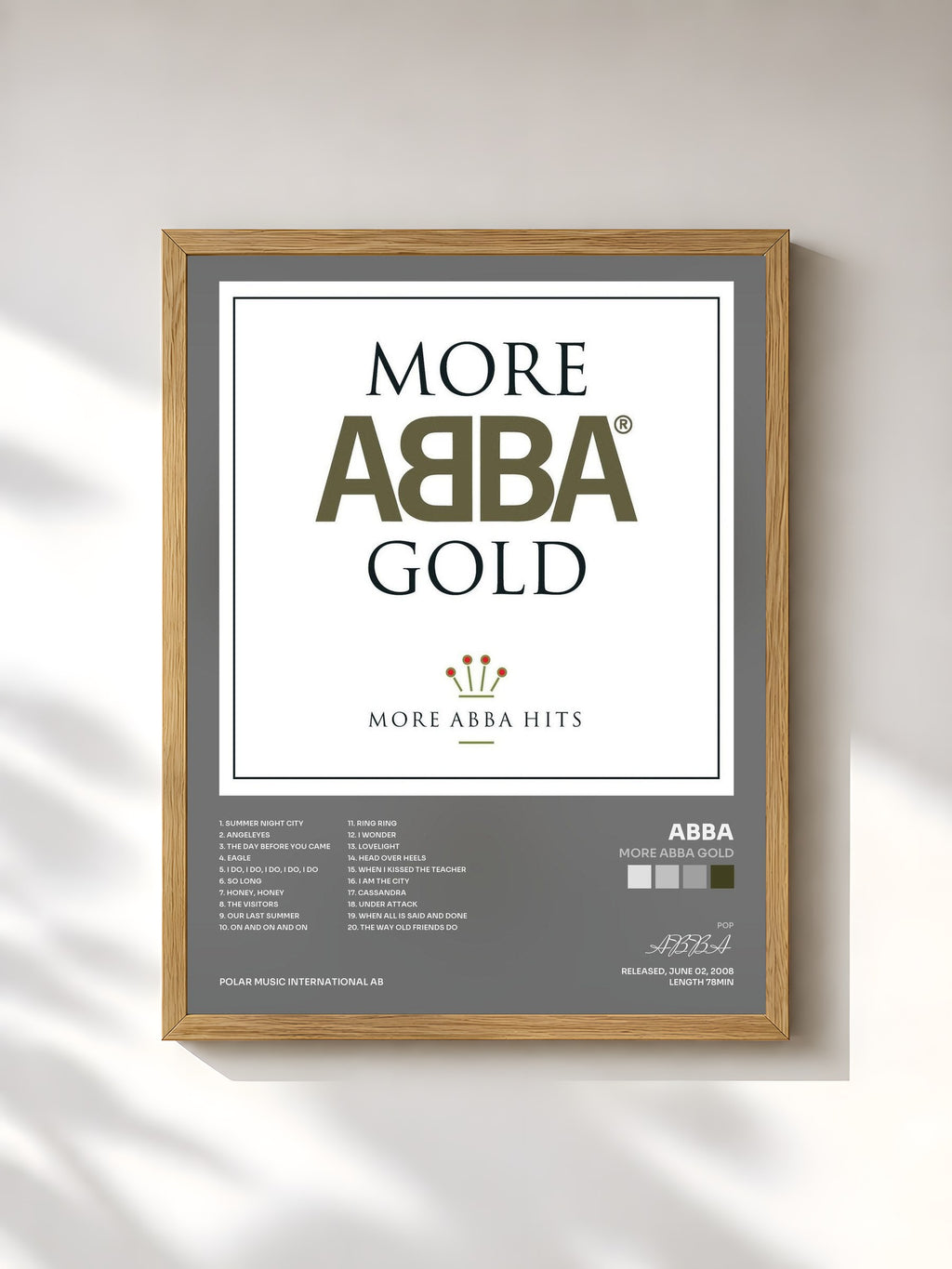 #bois Tableau de l'album More ABBA Gold de ABBA, cadre en bois brut, imprimé et encadré en France