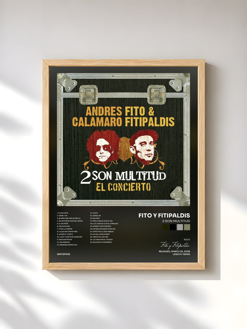 #bois Tableau de l'album 2 son multitud de Fito y Fitipaldis, cadre en bois brut, imprimé et encadré en France