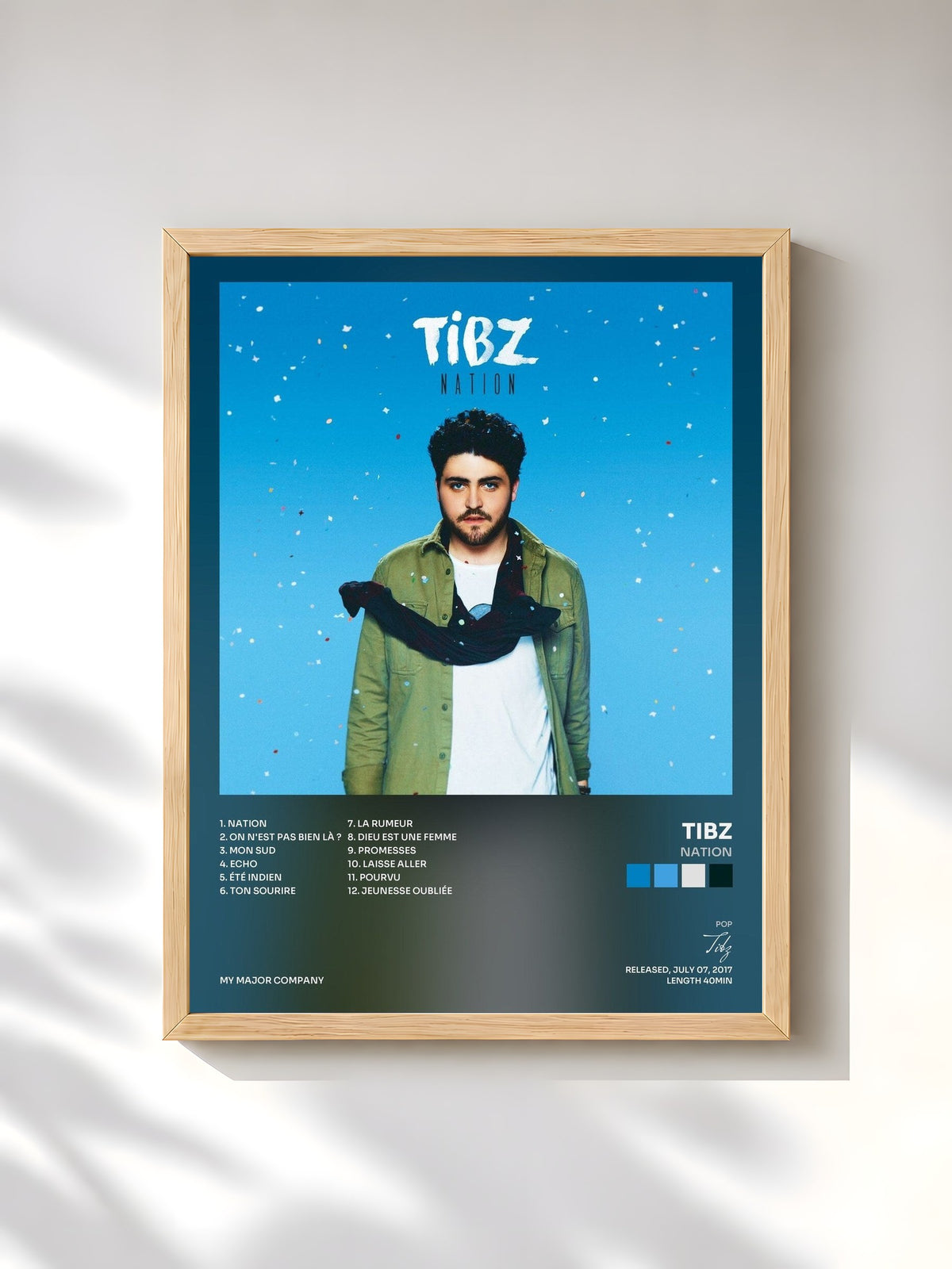 #bois Tableau de l'album Nation de Tibz, cadre en bois brut, imprimé et encadré en France