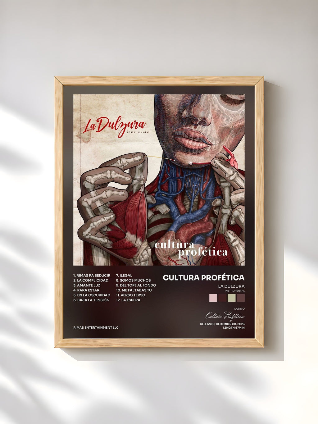 #bois Tableau de l'album La Dulzura (Instrumental) de Cultura Profética, cadre en bois brut, imprimé et encadré en France