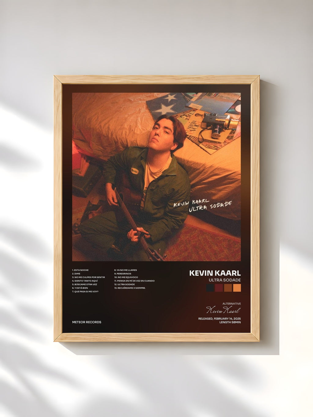 #bois Tableau de l'album ULTRA SODADE de Kevin Kaarl, cadre en bois brut, imprimé et encadré en France