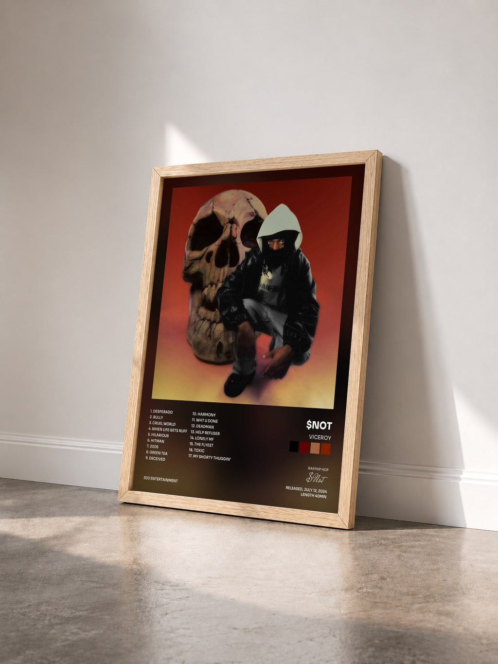 #bois Tableau de l'album Viceroy de $Not vu de trois quarts, cadre en bois brut