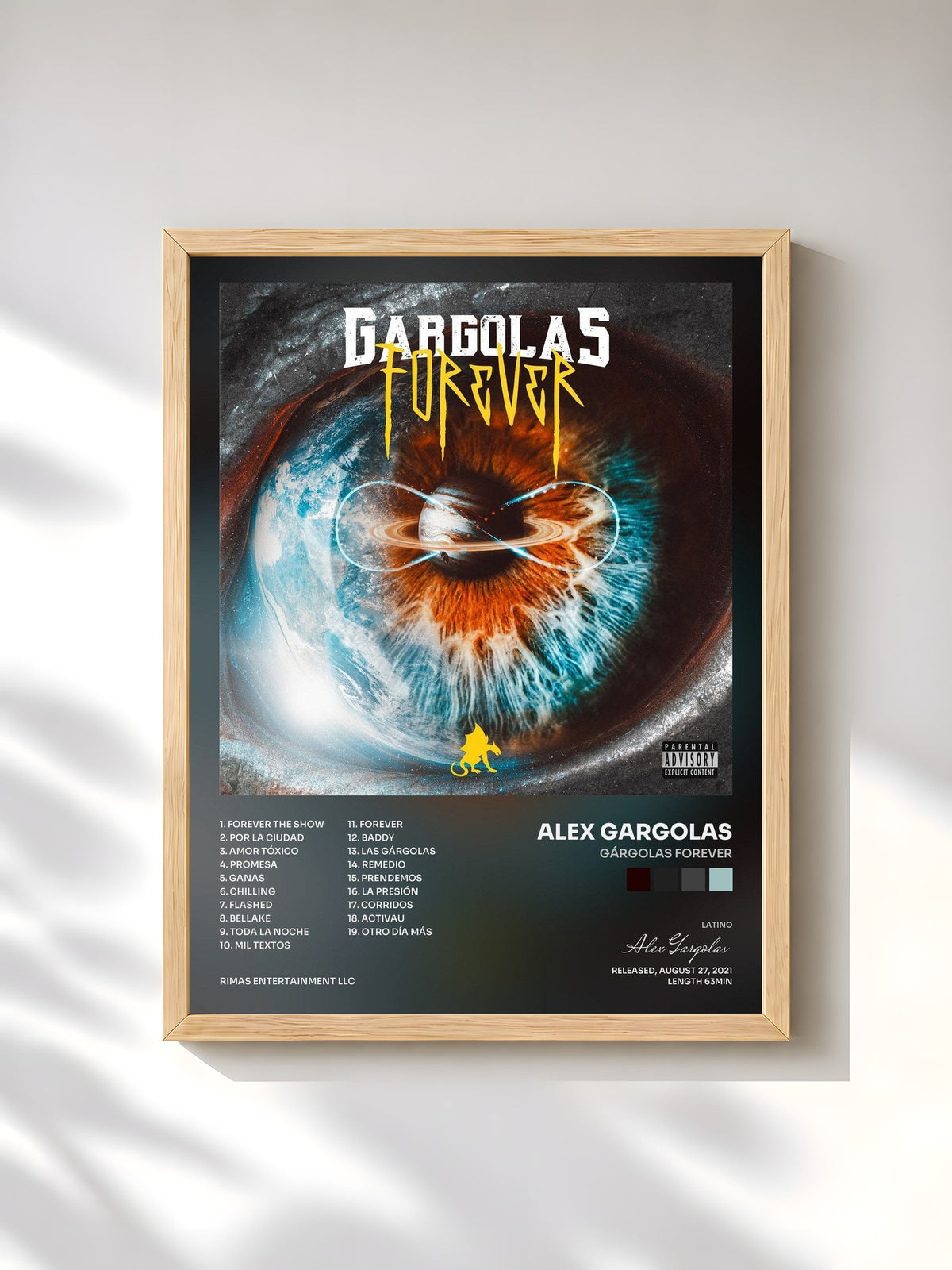 #bois Tableau de l'album Gárgolas Forever de Alex Gargolas, cadre en bois brut, imprimé et encadré en France