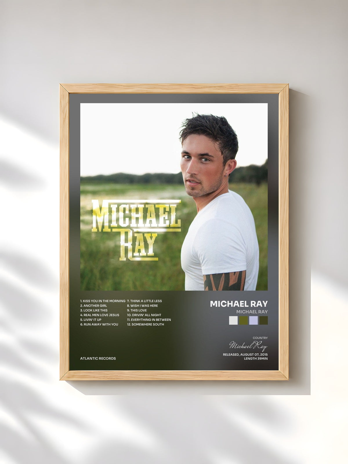 #bois Tableau de l'album Michael Ray de Michael Ray, cadre en bois brut, imprimé et encadré en France