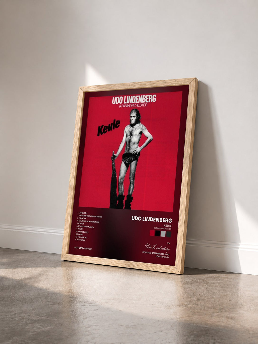 #bois Tableau de l'album Keule (Remastered Version) de Udo Lindenberg vu de trois quarts, cadre en bois brut