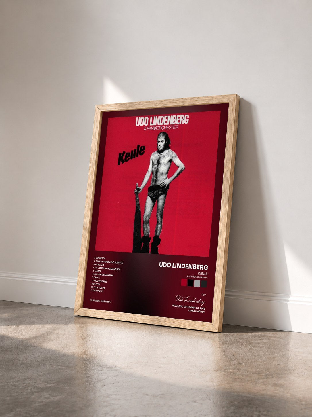 #bois Tableau de l'album Keule (Remastered Version) de Udo Lindenberg vu de trois quarts, cadre en bois brut