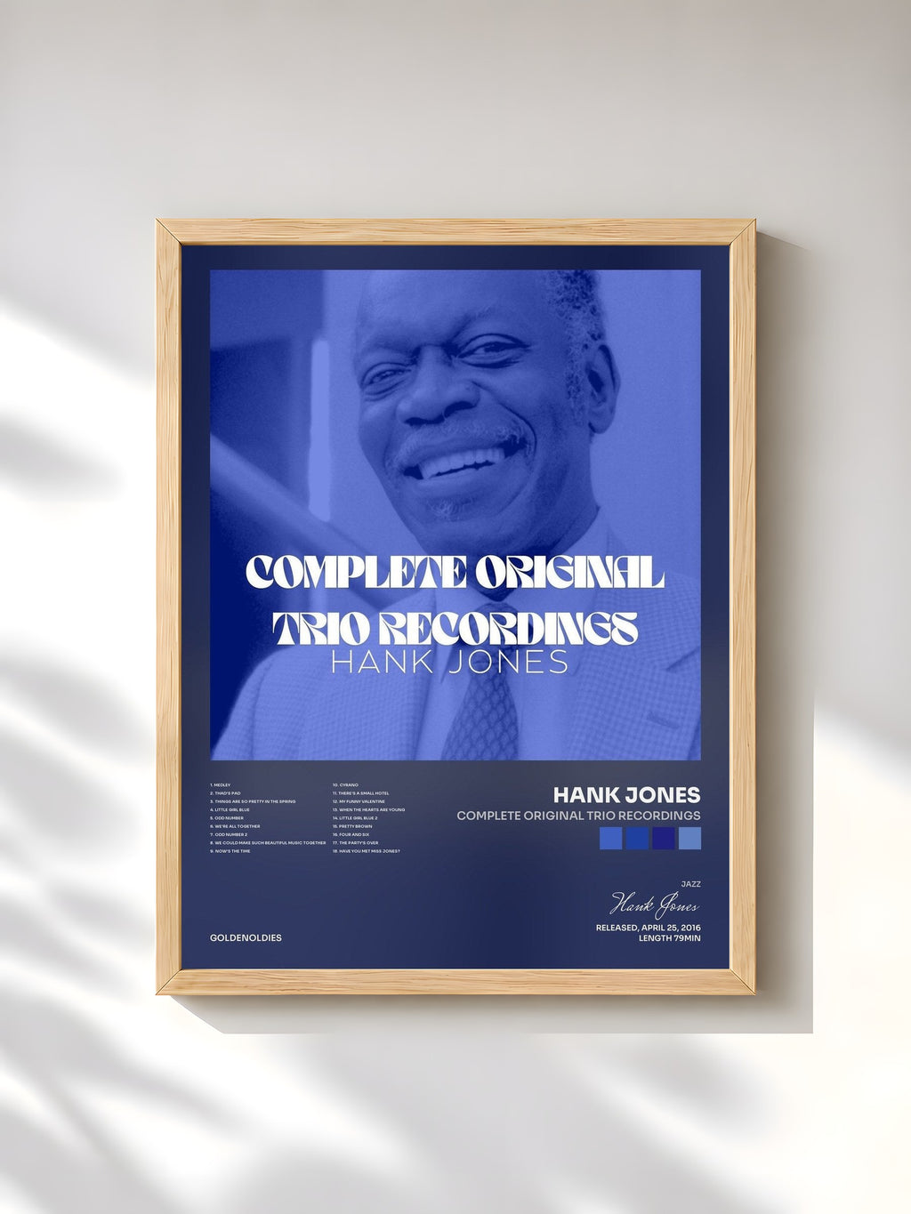 #bois Tableau de l'album Complete Original Trio Recordings de Hank Jones, cadre en bois brut, imprimé et encadré en France