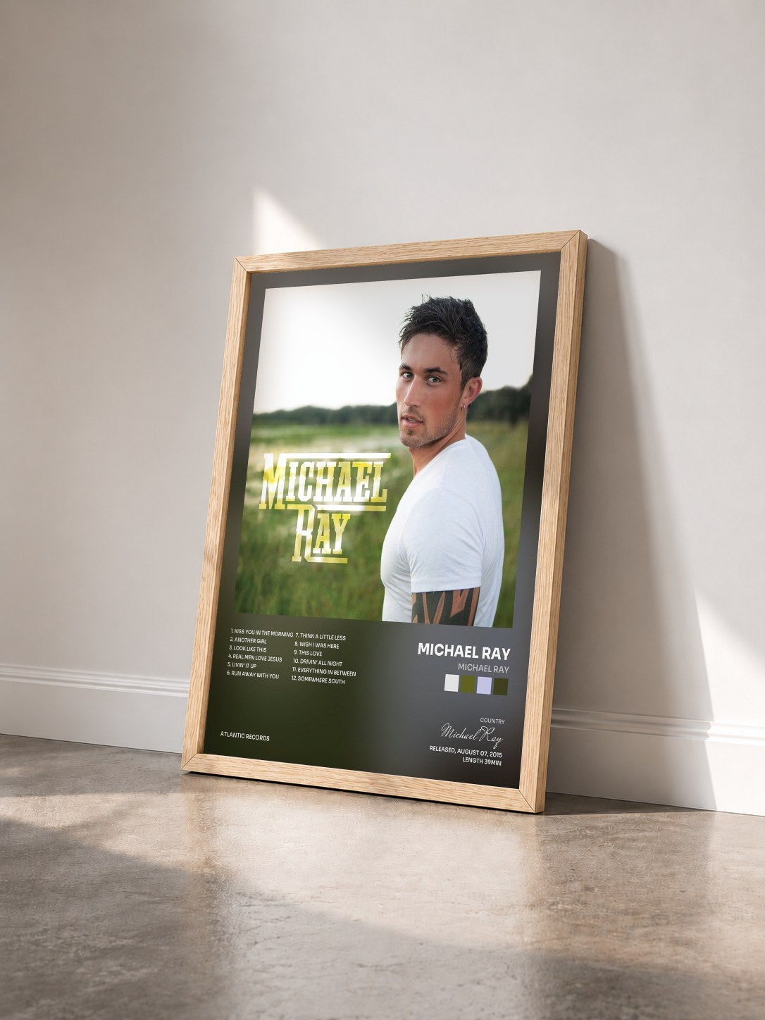 #bois Tableau de l'album Michael Ray de Michael Ray vu de trois quarts, cadre en bois brut