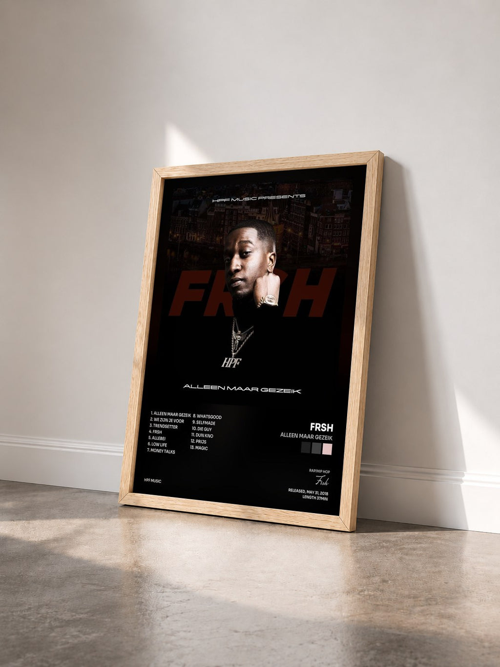 #bois Tableau de l'album Alleen Maar Gezeik de Frsh vu de trois quarts, cadre en bois brut