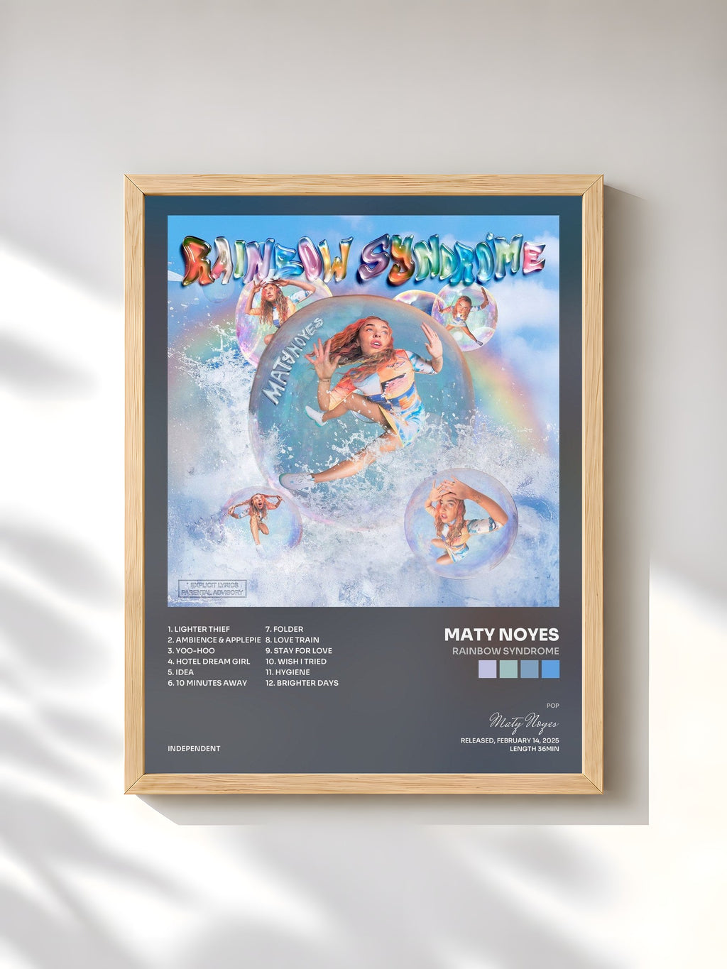 #bois Tableau de l'album Rainbow Syndrome de Maty Noyes, cadre en bois brut, imprimé et encadré en France