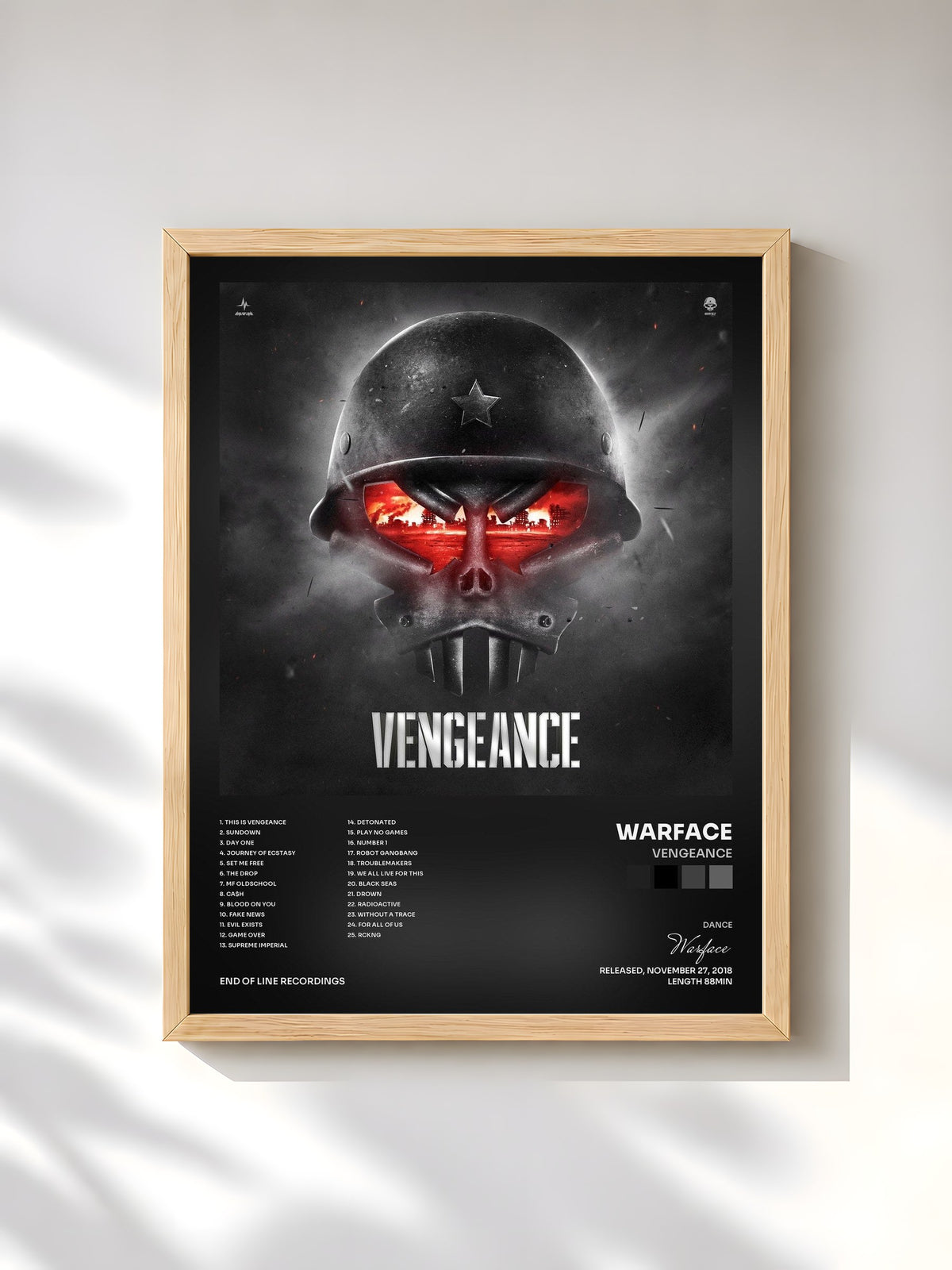 #bois Tableau de l'album Vengeance de Warface, cadre en bois brut, imprimé et encadré en France