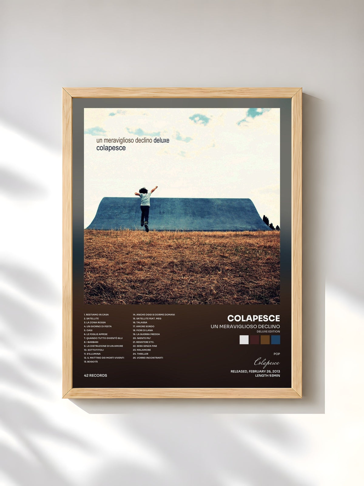 #bois Tableau de l'album Un meraviglioso declino (Deluxe Edition) de Colapesce, cadre en bois brut, imprimé et encadré en France
