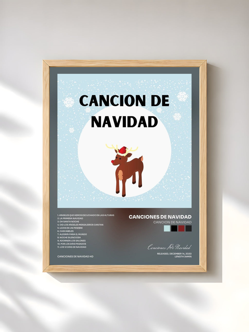 #bois Tableau de l'album Cancion De Navidad de Canciones De Navidad, cadre en bois brut, imprimé et encadré en France