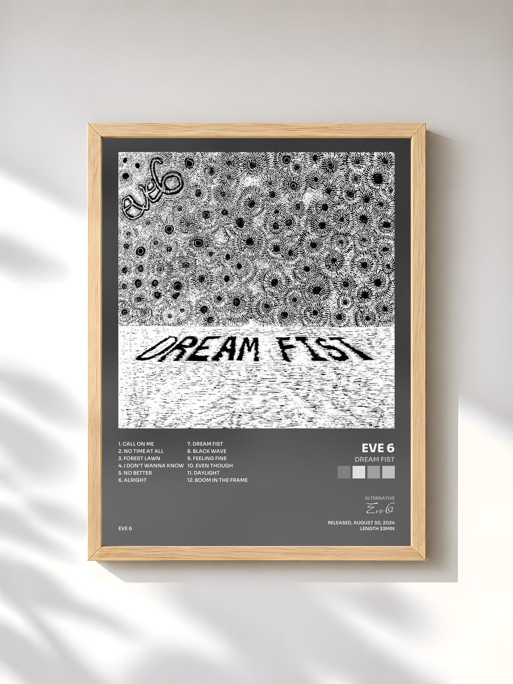 #bois Tableau de l'album Dream Fist de Eve 6, cadre en bois brut, imprimé et encadré en France
